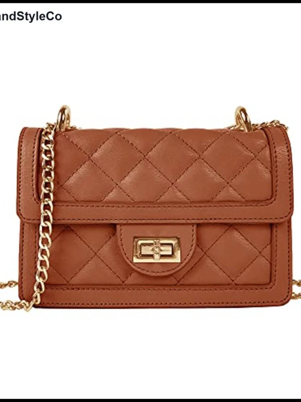 Quilted Small Crossbody Bag with Gold-Tone Hardware Vegan Leather
